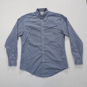 Brooks Brothers Shirt Mens Medium Regent Blue Gingham Check Long Sleeve Supima